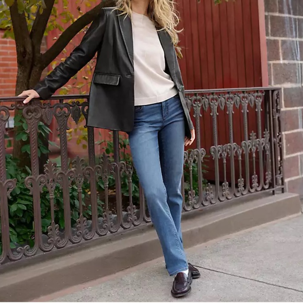 Mid Rise Lands End Straight Leg Jeans Denim 6
